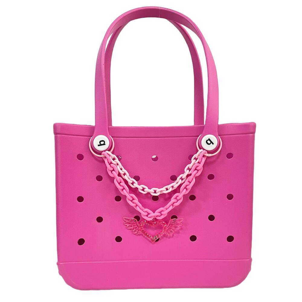 2707 Heart Wings Chain Bag Charms for Bogg Bag Accessories Rubber Beach